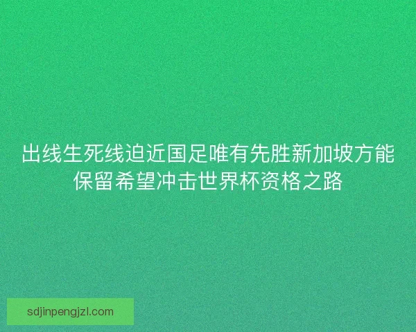 出线生死线迫近国足唯有先胜新加坡方能保留希望冲击世界杯资格之路